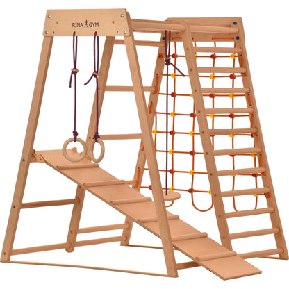 RINAGYM Indoor Spielplatz aus Holz für Kinder - holz klettergerüst indoor ab 3 jahre - Indoor Klettergerüst Kinder kidwood klettergerüst (NET)