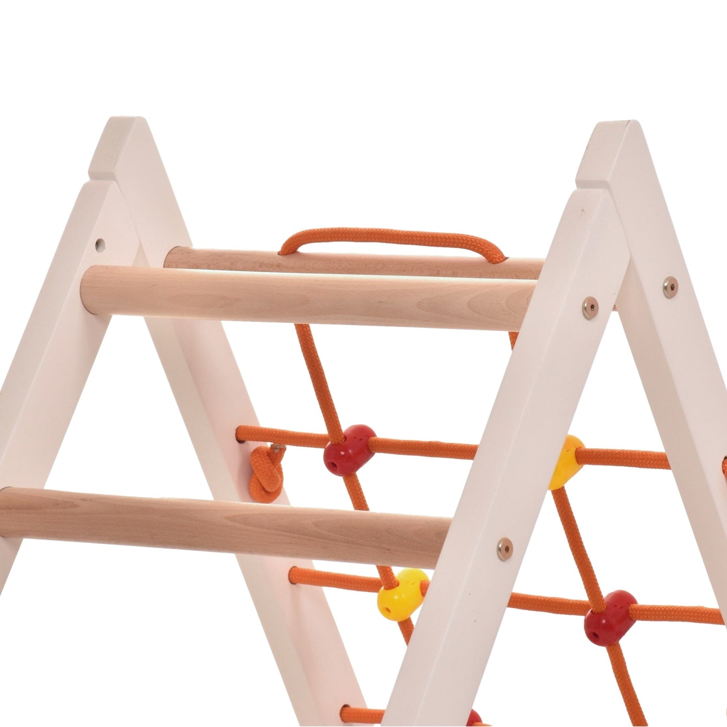 Kletterdreieck für Kinder -Klettergerüst aus Holz - Leiter, Spielnetz - IndoorSpielplatz, Spielturm - Hält bis zu 60kg Gewicht (weiße Farbe)